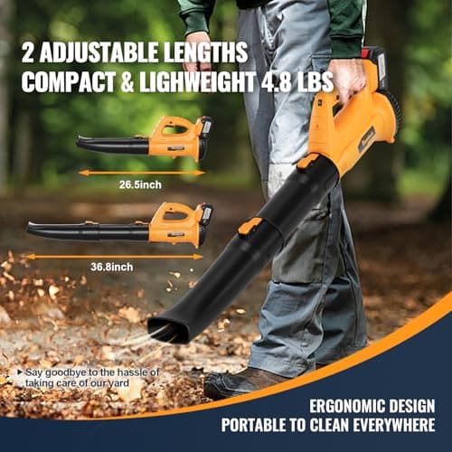 Leaf Blower Cordless with 4.0Ah Battery and Charger, 6 Speed Mode, 250MPH High Speed Lightweight Electric Leaf Blowers Cordless for Lawn Care, Patio, Garden Cleaning and Dust