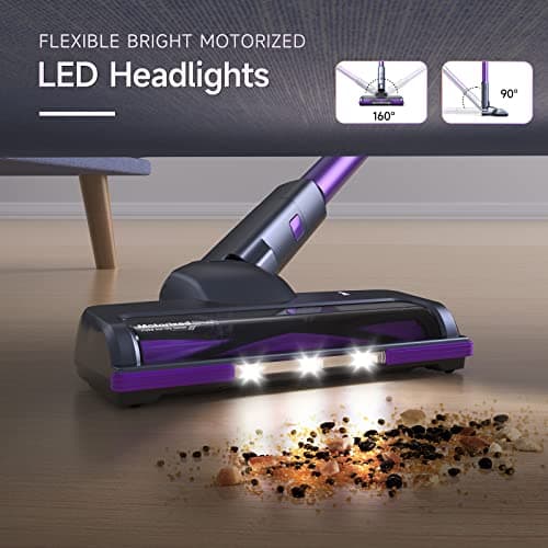 Lubluelu Upgraded 45kPa Cordless Vacuum Cleaner, Freestanding Stick Vacuum with Powerful Suction, Up to 50mins Runtime, Rechargeable and Portable Vacuum Cleaner for Pet Hair, Carpet, Hard Floor