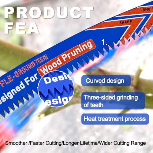 Japanese Teeth Reciprocating Saw Blades 7"- Curved Edge Wood Pruning Saw Blades 6TPI for Tree Trimming, Wood Cutting, Cr-V Sabre Saw Pruning Blade