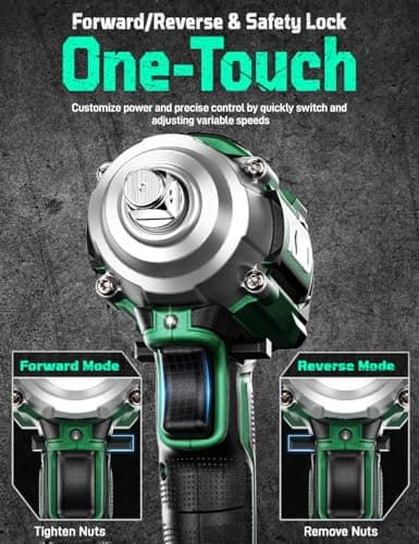 KIMO Impact Wrench 1/2, Max Torque 406ft-lbs (550N.m) & 3000RPM /Premium Brake Stop, 9-Piece Drill & Serewdriver Set, 4 Sockets, Cordless Impact Wrench with 4000mAh Battery, Impact Driver for CarTires