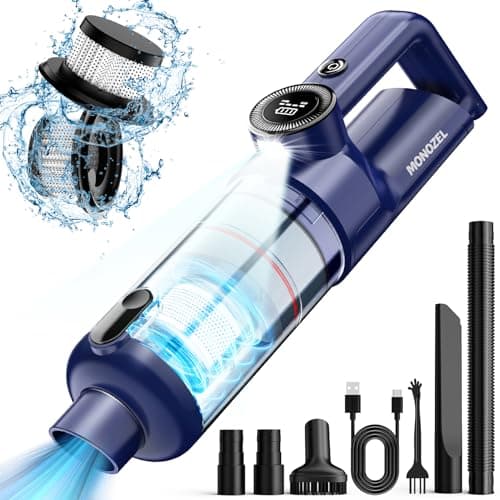 Handheld Vacuum Cordless - 15kPa Strong Suction Car Vacuum Cleaner with Brushless Motor, LED Light, Type C Cable, Charger, 2 Fliters, Portable Hand Vacuum for Home, Pet and Car