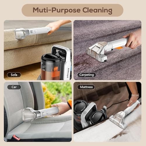 Portable Carpet & Upholstery Spot Cleaner, 15Kpa Powerful Suction & Spot Remover, Deep Stain Cleaning for Carpet, Car Seats, Pets, Stairs, Couches, with Dual Size BrushHead