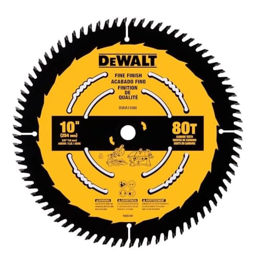 DEWALT Table Saw Blade, 10 inch, 80 Tooth, Fine Finish, Ultra Sharp Carbide (DWA11080)