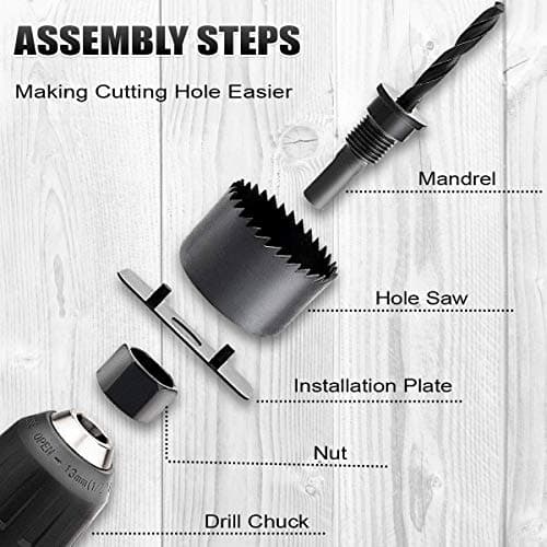 Hole Saw Set, 22PCS Hole Saw Kit with 3/4" to 5" (19mm-127mm) 13Pcs Saw Blades, Mandrels, Installation Plate, Drill Bits, Hex Key with Storage Box, Ideal for Soft Wood, Plywood, Drywall, PVC