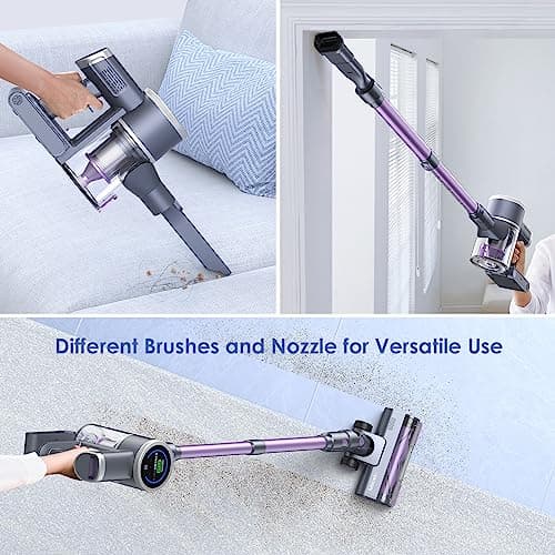 Lubluelu Cordless Vacuum Cleaner, 25Kpa Brushless Vacuum Cleaner, Cordless Vacuum with LED Display Screen, 6 in 1 Stick Vacuum for Pet Hair Carpet Hard Floor