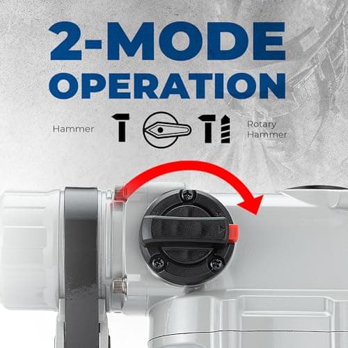 Dong Cheng 1-1/8 Inch SDS-Plus Rotary Hammer Drill with Safety Clutch, 9.2 Amp Heavy Duty Corded Demolition Hammer for Concrete, 3.6 Joules, Including 3 Drill Bits, Flat Chisels and Point Chisels