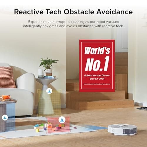 roborock Q8 Max+ Robot Vacuum and Mop, Self-Emptying, Hands-Free Cleaning for up to 7 Weeks, Reactive Tech Obstacle Avoidance, 5500 Pa Suction, DuoRoller Brush, APP-Controlled Mopping, White