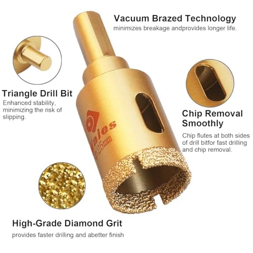 13 Packs Diamond Hole Saw Drill Bit Kit Wet/Dry - Serrated Brazed Core Set with Guide Jig for Ceramic, Glass, Tile, Marble, Granite, Gypsum (6mm-50mm)