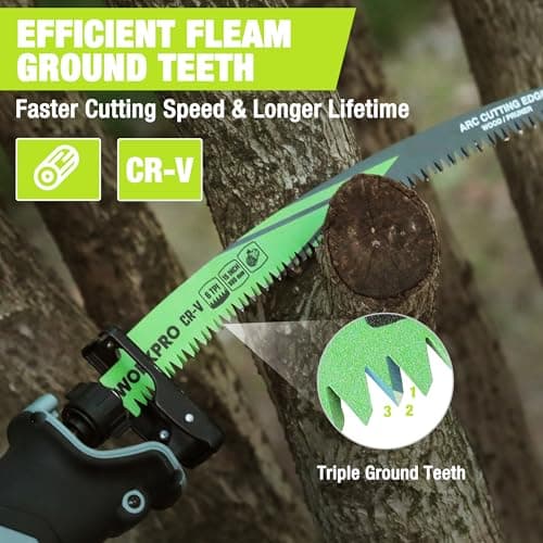 WORKPRO 15" Japanese Teeth Wood Pruning Reciprocating Saw Blades Set, Arc Cutting Edge 6TPI Pruning Saw Blades for Tree Pruning, Wood Cutting, Durable & Sharp, 5 Pack