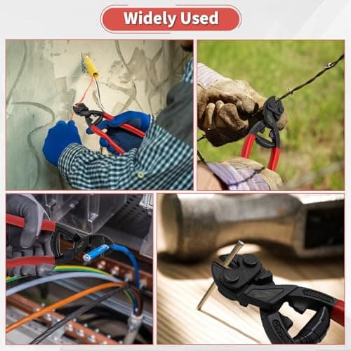 8 Inch Mini Bolt Cutters, Compact Bolt Cutter with Recess and Spring, Small Bolt Cutters, CR-V Steel Blade for Wires, Cables, Rivets, Chains, Screws, Bolts