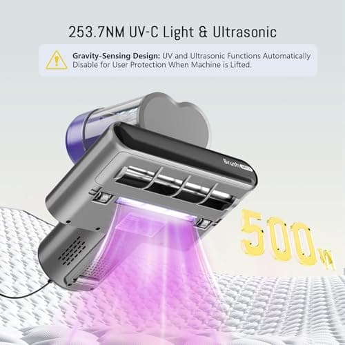 Bed Vacuum Cleaner Mattress Vacuum Cleaner,16Kpa Powerful Handheld Vacuums with UV-C Light & Double Dust Cup & High Heating & Ultrasonic & Anion for Bed Sofa (MV11,Black)
