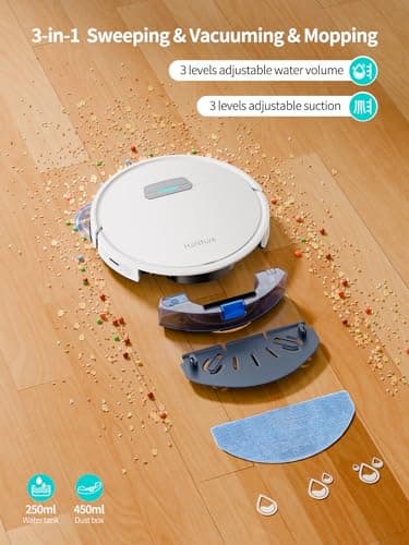 HONITURE Robot Vacuum and Mop Combo, 4000pa Strong Suction, G20 Robot Vacuum Cleaner with Self-Charging, 150Mins Max, App&Remote&Voice Control, Super-Slim, Ideal for Pet Hair