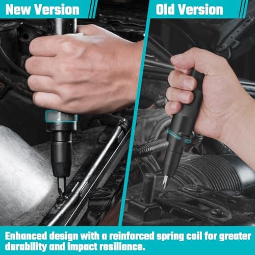 DURATECH 3/8 Inch Drive Manual Impact Driver, Reversible Hand Screwdriver Set, with S2 Steel Bits, 5-Piece, for Tighten/Rusted Fasteners, Organized in Storage Case