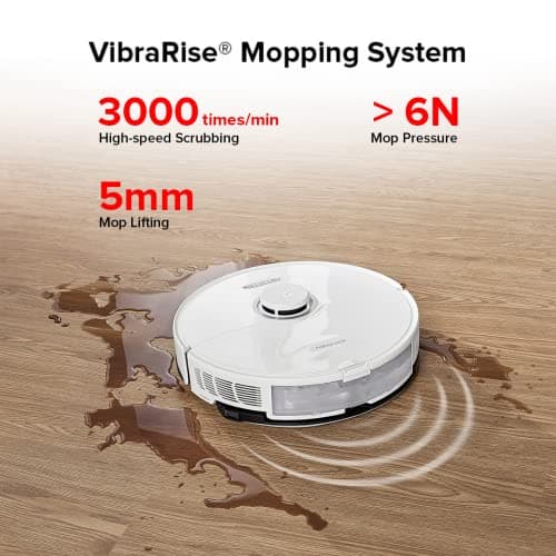 roborock S8+ Robot Vacuum, Sonic Mop with Self-Empty Dock, Stores up to 60-Days of Dust, Auto Lifting Mop, Ultrasonic Carpet Detection, 6000Pa Suction, White