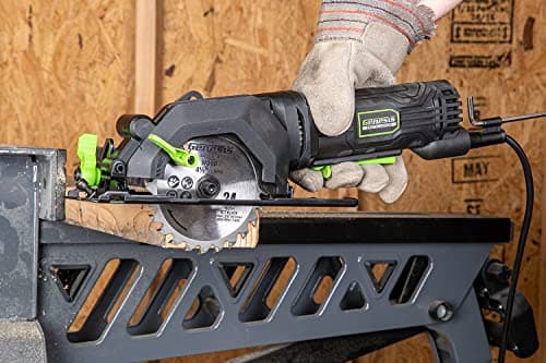Genesis Mini Circular Saw 4.0 Amp 4-1/2" with 24T Carbide-Tipped Blade, Rip Guide, Vacuum Adapter, and Blade Wrench (GCS445SE)