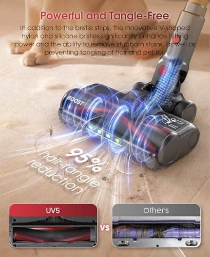 UNINELL HOME Cordless Vacuum Cleaner, 48000Pa 550W 65Mins Vacuum Cleaners for Home,LED Touch Display, Anti-Tangle Stick Vacuum Self-Standing, Vacuum Cordless Rechargeable for Pet Hair/Carpet