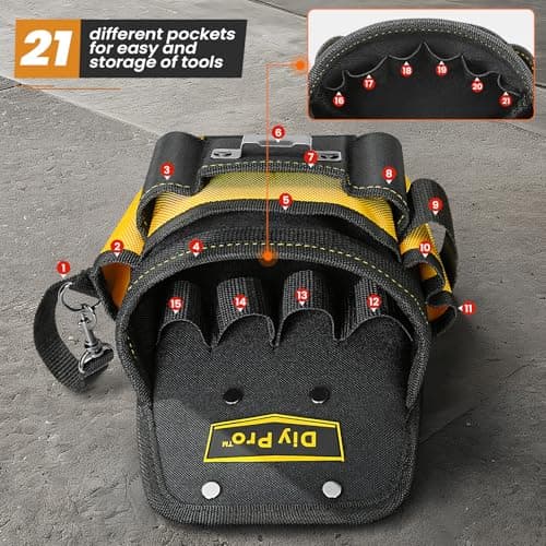 Tool Pouches, Tool Belt Pouch, Electrician Tool Pouch, Quickly Attach & Release Tool Belt Pouch with Clip, Tool Bag Multi-Pocket, Heavy Duty Tool Pouches for Carpenters & Home Improvement