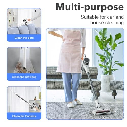 Vacuum Cleaners for Home, 80,000PRM Powerful Motor Cordless Vacuum with Removable 2200mAH Battery up to 35 Mins Worktime, 2 Adjustable Modes and Detachable Parts Stick Vacuum (Marble White)