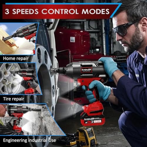 Cordless Impact Wrench 1600Ft-lbs - 2100N·m High Torque Impact Gun with 2 * 4.0Ah Battery - 3/4 Inch Brushless Impact Driver with 3/4" to 1/2" Adapter & 5 Sockets & Case for Car Truck Home