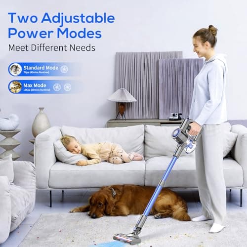 Cordless Vacuum Cleaner, Vacuum Cleaner for Home with 80000 RPM High-Speed Brushless Motor, Up to 40 Mins Runtime, 2 Adjustable Suction, Anti-Tangle, Lightweight Stick Vacuum for Hard Floor