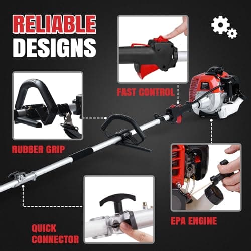 Pole Saw Gas Powered, 16-Foot Reach 42.7CC 2-Cycle 10-Inch Bar Cordless Extendable Long Trimmer Power Gasoline Chainsaw For Tree Hedge Trimming Bush Pruning, Spinning Saw Head
