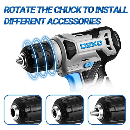 DEKOPRO 8V Cordless Drill, Drill Set with 3/8"Keyless Chuck, Built-in LED, Type-C Charge Cable, 42pcs Acessories, Power Drill for Drilling and Tightening/Loosening Screws