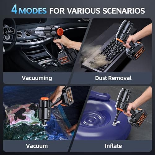 Car Vacuum Portable Cordless, 50,000Pa High Power Dust Buster, 6-in-1 Handheld Vacuum Cleaners for Home, Car, Pet Hair, Keyboard, Black