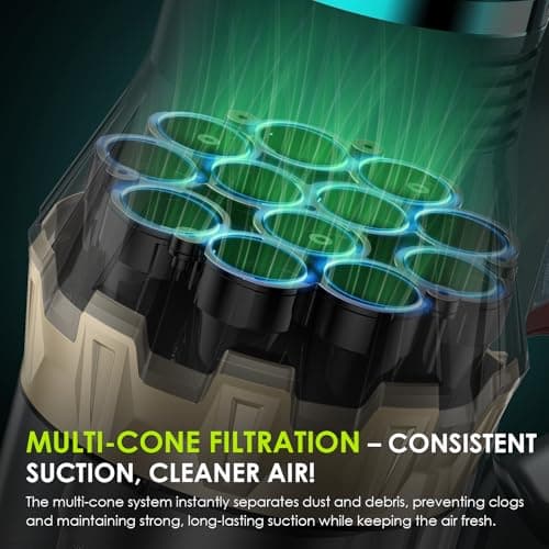 Cordless Vacuum Cleaner, 550W/48Kpa Self-Standing Vacuum Cleaners for Home, up to 70 mins Run Time, Powerful Suction with Touch Screen, Stick Vauum Cleaner for Pet Hair,Carpet,Hardwood Floor