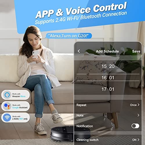 Robot Vacuum and Mop Combo, Tangle-Free Powerful Suction, Robotic Vacuum Cleaner - Alexa & App Scheduling, Long Runtime, Automatic Robot Vacuum Cleaners for Home