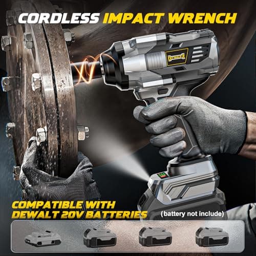 Cordless Impact Wrench 1/2 inch Compatible with DeWalt 20v Battery, 1000Ft-lbs(1360N.m) High Torque Impact Driver with 4-Modes, LED Light, Electric Impact Gun for Car/Truck/Mower(Bare Tool)