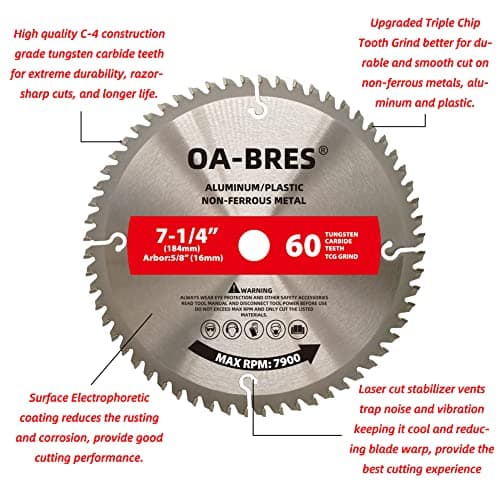10 Inch 80T Aluminum Non-Ferrous Metal Saw Blade with 5/8-Inch Arbor, Upgrade TCG Grind