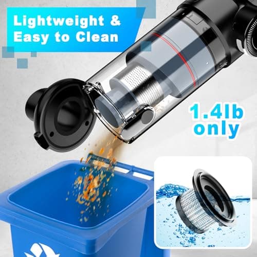 Handheld Vacuum Cordless - Car Vacuum Cleaner with Brushless Motor, 15000Pa Strong Suction with LED Light, Type C Cable and Charger, 2 Fliters, Portable Hand Vacuum for Home, Pet and Car