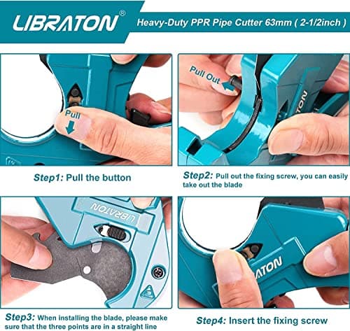 Libraton PVC Pipe Cutter, Up to 2-1/2", Ratchet Pipe Cutter Heavy-Duty, Pex Cutting Tool for Cutting PEX, PVC, PPR Plastic Hoses and Plumbing Pipe