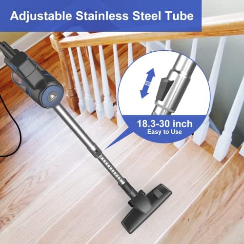 Intercleaner Corded Vacuum Cleaner, 17KPa Powerful Suction with 600W Motor, 10 in 1 Lightweight Bagless Stick Vac with Handheld, Ultra Quiet, for Hardwood Floor Marble Tile Car Pet Hair