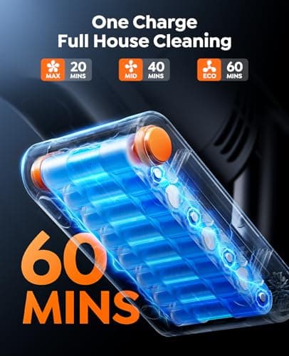 Cordless Vacuum Cleaner, 550W/45KPa/60Min Runtime Stick Vacuum with 3.3Ft Hose, Wall Mount Charging, Auto Mode, Touchscreen, Self-Standing Vacuum Cleaner for Home/Pet Hair/Carpet/Car, Fragrance