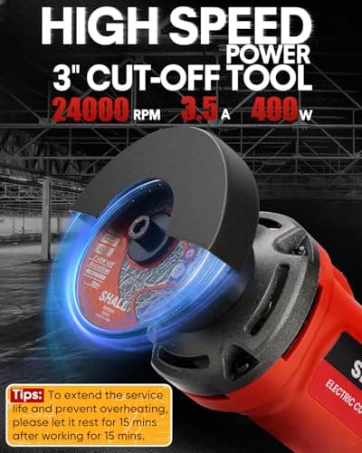 SHALL 3 Inch High-Speed Cut Off Tool, 3.5 Amp Metal Cutter Tool with 3Pcs Multifunctional Cut Off Wheels, 24000RPM Electricl Metal Cutting Tools for Steel, Inox, PVC