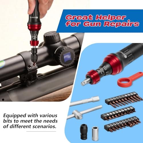 10-60In.lb 1/4" Torque Screwdriver 36 PCS Set with T-bar, Hex, Torx, and Phillips S2 Bits,Torque Wrench Screwdriver for Scope and Car, Bike Mounting and Home DIY