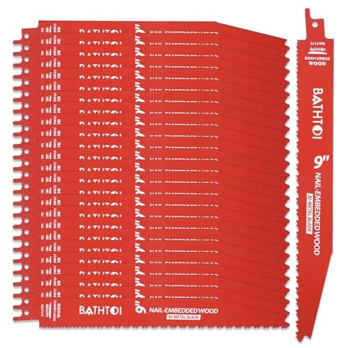 25 Pack 9 Inch 6/12 Tpi Reciprocating Saw Blades for Wood and Nail-Embedded Wood Cutting, Bi-Metal Sawzall Blades with 8% Cobalt for Longer Life and Faster Cutting Speed