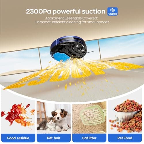 Robot Vacuum and Mop Combo, 2-in-1 Mopping Robot Vacuum Cleaner with 2300Pa Suction, 2.87'' Slim Design, Wi-Fi/App/Voice Control, 3D Obstacle Avoidance&Self-Charging for Hard Floors, Carpets, Pet Hair