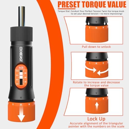 Torque Screwdriver 38Pcs, Gifts for Men Torque Wrench with Inch/Pounds Torque Range 10-70 In-lb, S2 Bits, Sockets and Storage Case for Maintenance, Tools, Bike Repairing and Mounting