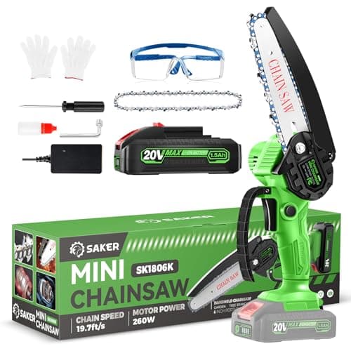 Saker Mini Chainsaw|6 Inch Chainsaw[2025 Upgraded]|Mini Cordless Electric Chain Saw|Small Handheld Portable Chainsaw Battery Powered Chain Saw for Tree Trimmer and Garden,Christmas Gifts for Men Women