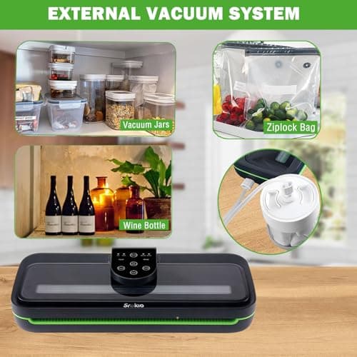 85kpa Food Vacuum Sealer Machine,Vacuum Sealer For Food with Cutter, Full Automatic Bag Sealer,Dry Moist Fresh Modes,10 Pre-cut Bags and Accessory Hose,Black