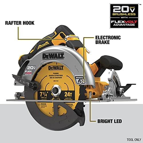 DEWALT DCS573B 20V MAX* 7-1/4 in. Brushless Cordless Circular Saw with FLEXVOLT ADVANTAGE™ (Tool Only)
