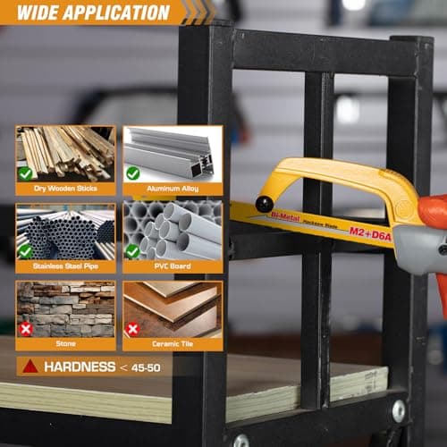 KATA Hacksaw, Compact Hand Operating Hack Saw with 10 Inch Aluminum Frame and 2 Piece Extra Flexible Bi-Metal HSS Blades, Suitable for Wood and Metal (Mini Hacksaw)