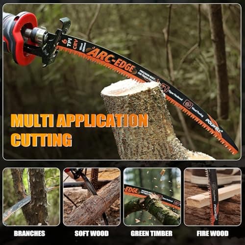 POLIWELL 15 Inch Japanese Teeth Reciprocating Saw Blade,Arc-Edge Wood Pruning Saw Blades for Tree Trimming,6TPI Saw Blades for Wood Cutting & Branch Pruning,3 Pieces