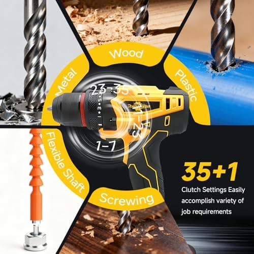 Cordless Drill Set with Battery And Charger,Power Drill Tool Set 20v,1/2-Inch Keyless Chuck,Variable Speed (Equipped with two batteries)