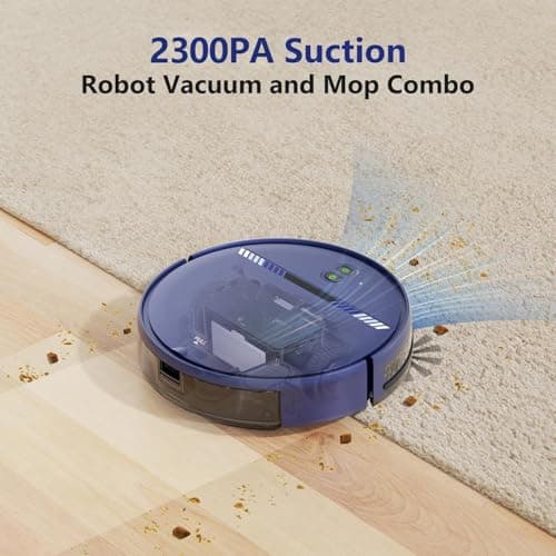 Robot Vacuum and Mop Combo, WiFi/App/Voice, Robotic Vacuum Cleaner with Schedule, 2 in 1 Mopping Robot Vacuum with Water Tank and Dustbin, Self-Charging, Slim, Ideal for Hard Floor, Pet Hair, Carpet