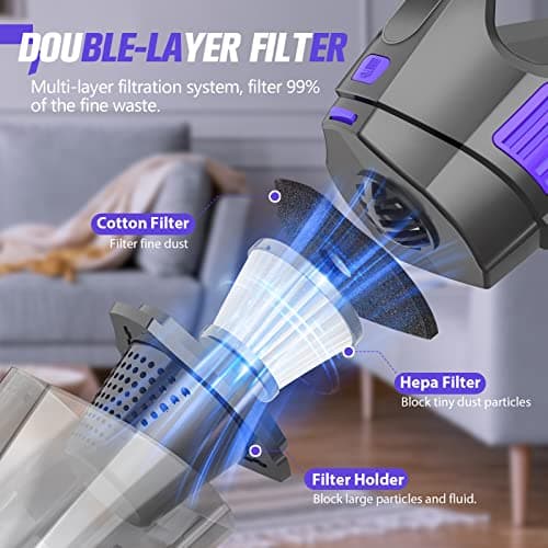 Handheld Vacuum Cordless Cleaner,Powerful Portable and Dust Buster Hand Vcauum Rechargeable with Large-Capacity Battery for CarPetOfficeHome
