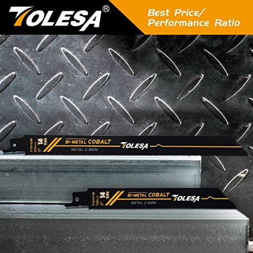 TOLESA Heavy Metal Cutting Reciprocating Saw Blades 6 Inch 14TPI for Pipe, Rebar, Bi-Metal Sabre Saw Blades 5 Pack
