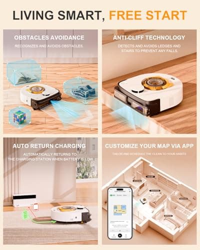 Robot Vacuum Cleaner, 22,000Pa Ultra-Strong Suction - Automatic Robot Vacuum for Pet Hair & Carpets, Tangle-Free Cleaning, Smart Mapping with LiDAR Navigation, App Controlled Vacuum Robot